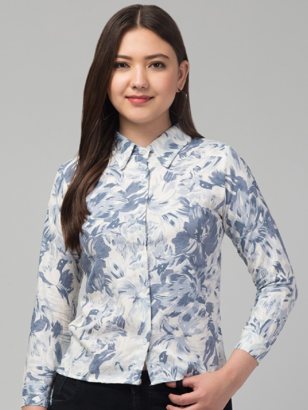 

Vastrasky Global Floral Printed Casual Shirt, Blue