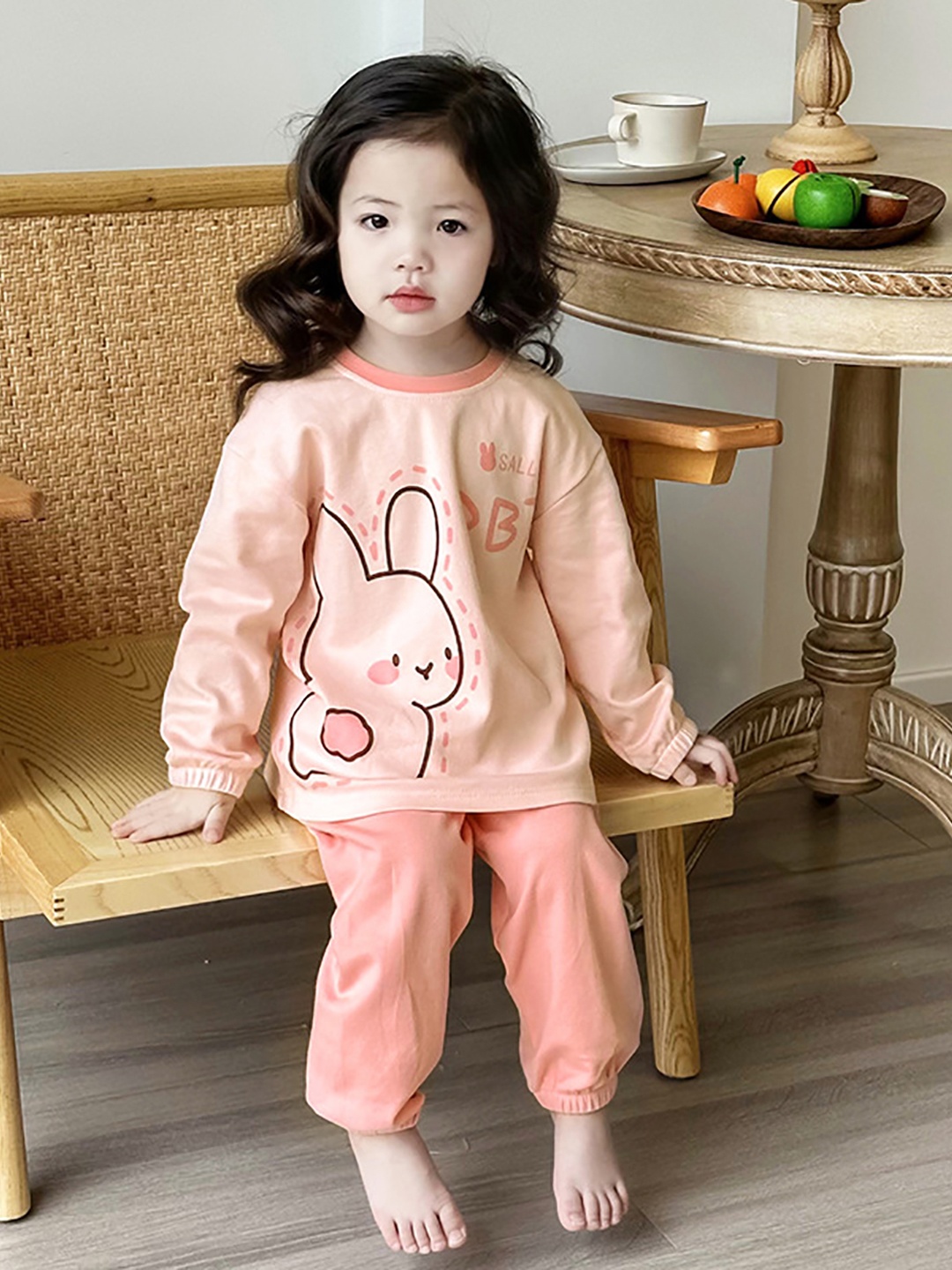 

StyleCast x Revolte Girls Printed Night suit, Peach