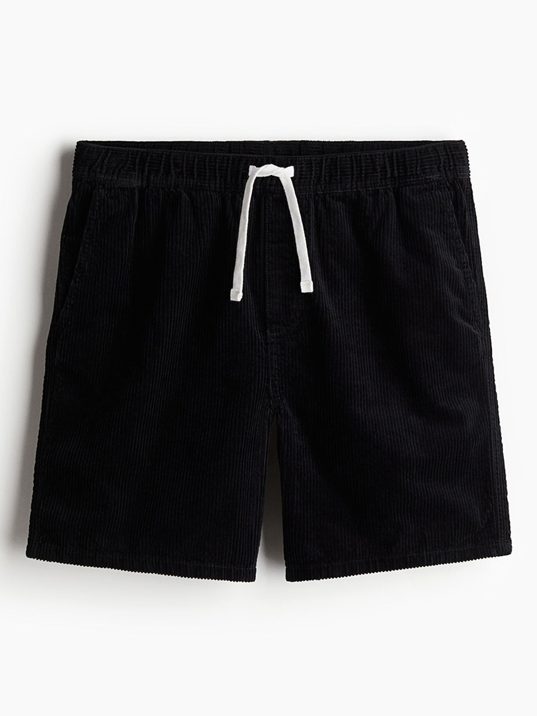 H&M Men Pure Cotton Regular Fit Corduroy Shorts, Black