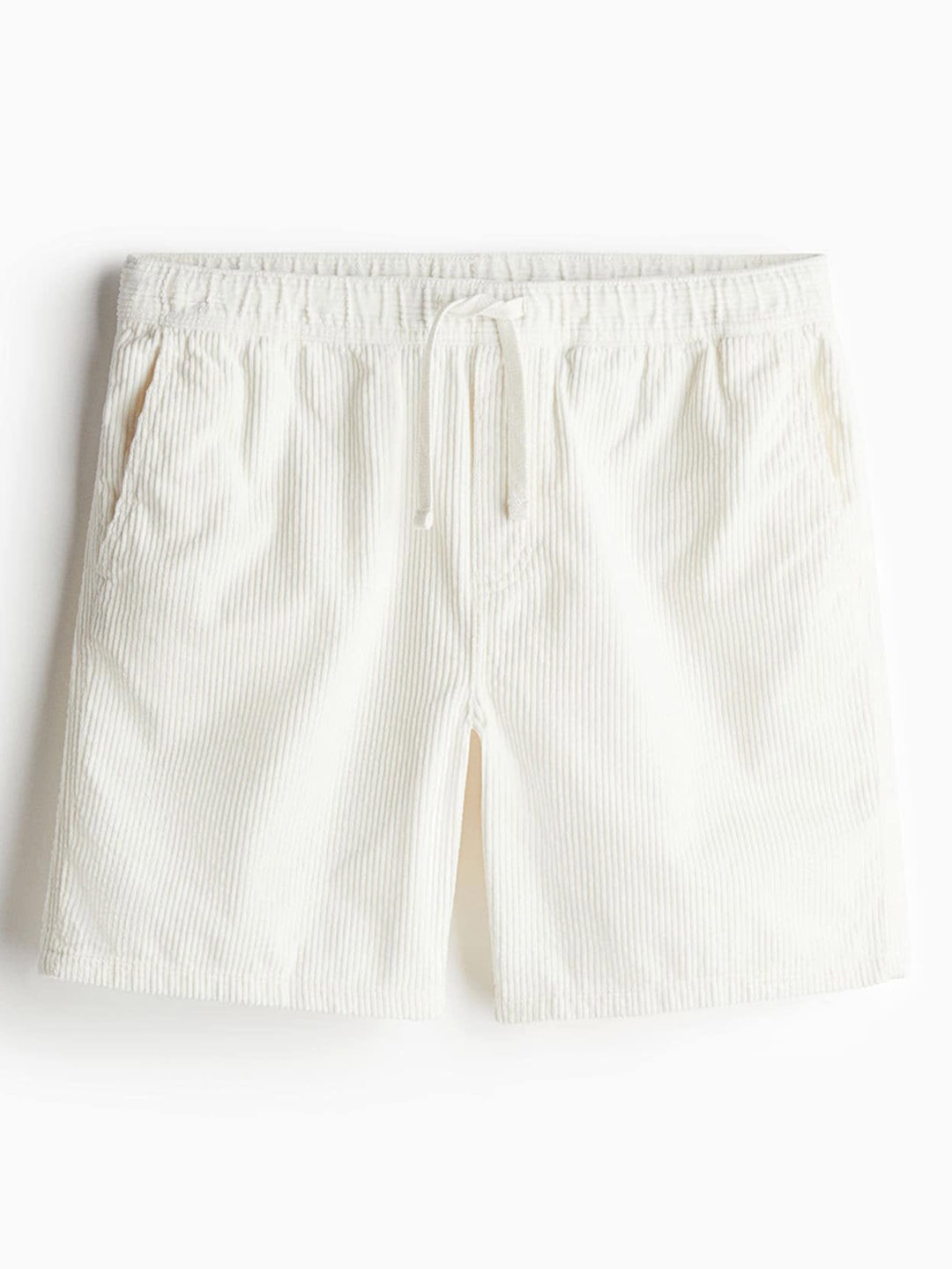 

H&M Men Pure Cotton Regular Fit Corduroy Shorts, White