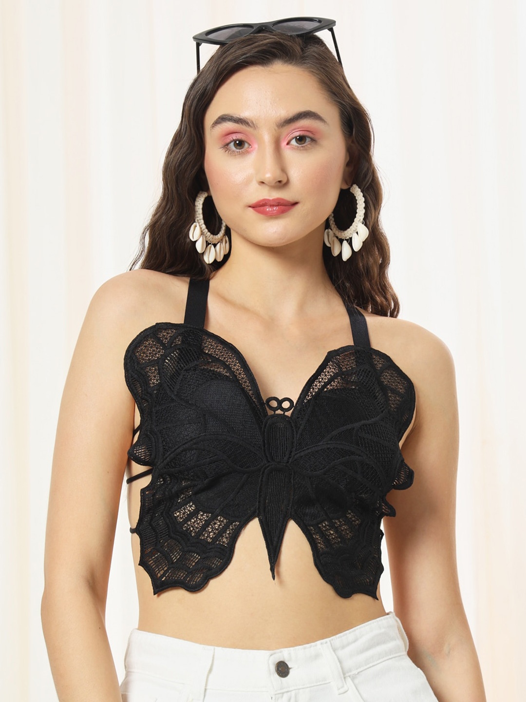 

BAESD Halter Neck Bralette Crop Top, Black