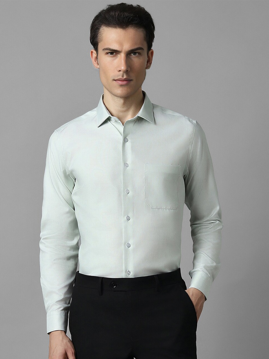 

Louis Philippe Textured Slim Fit Pure Cotton Formal Shirt, Blue