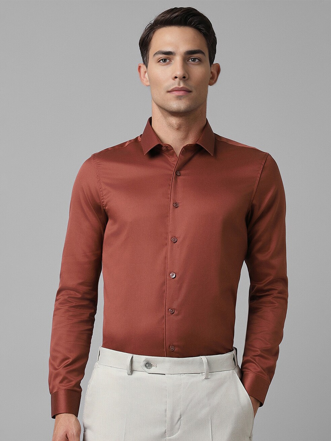 

Louis Philippe Slim Fit Pure Cotton Formal Shirt, Red