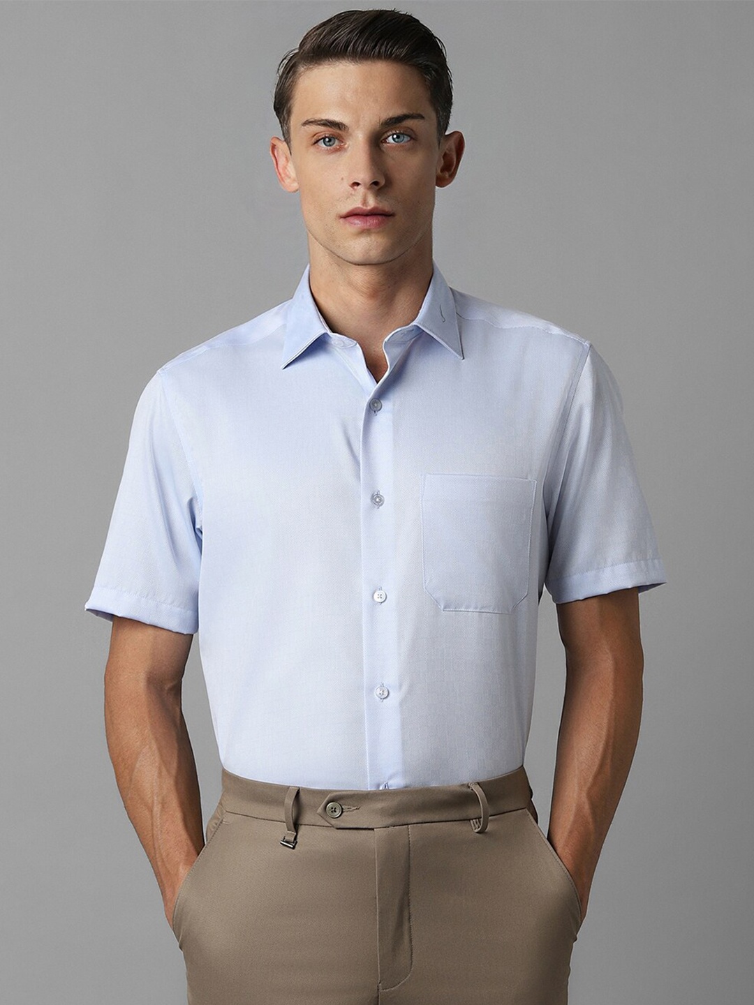

Louis Philippe Textured Pure Cotton Formal Shirt, Blue