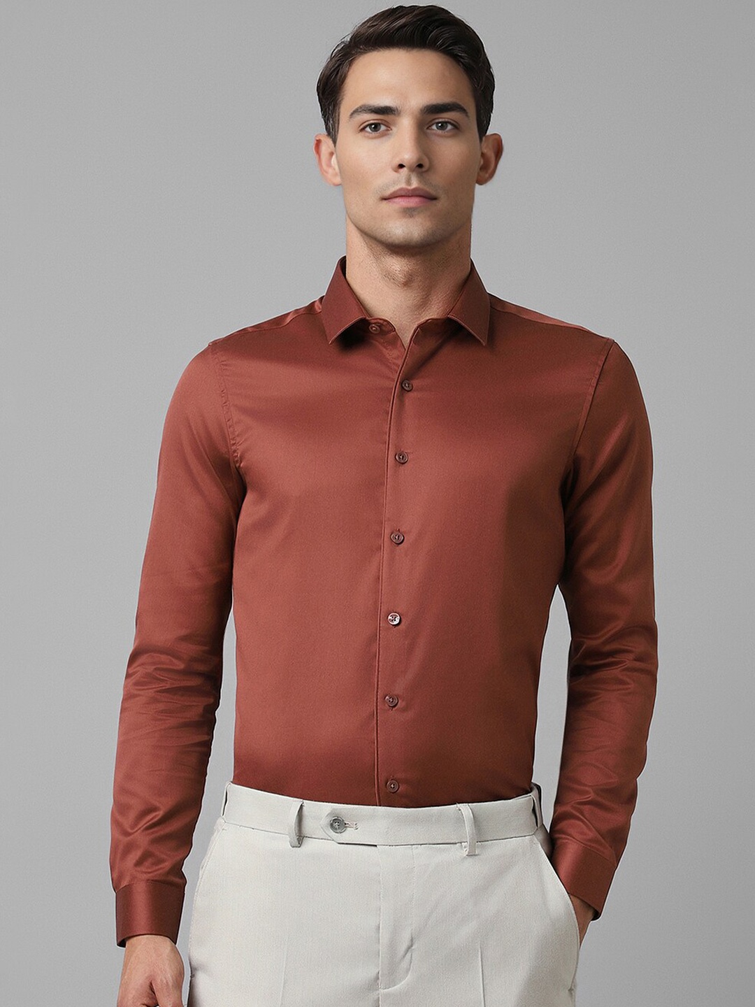 

Louis Philippe Slim Fit Pure Cotton Formal Shirt, Red
