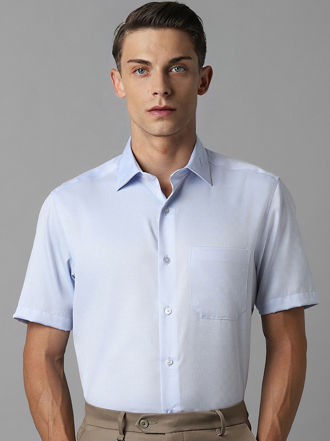 

Louis Philippe Textured Pure Cotton Formal Shirt, Blue