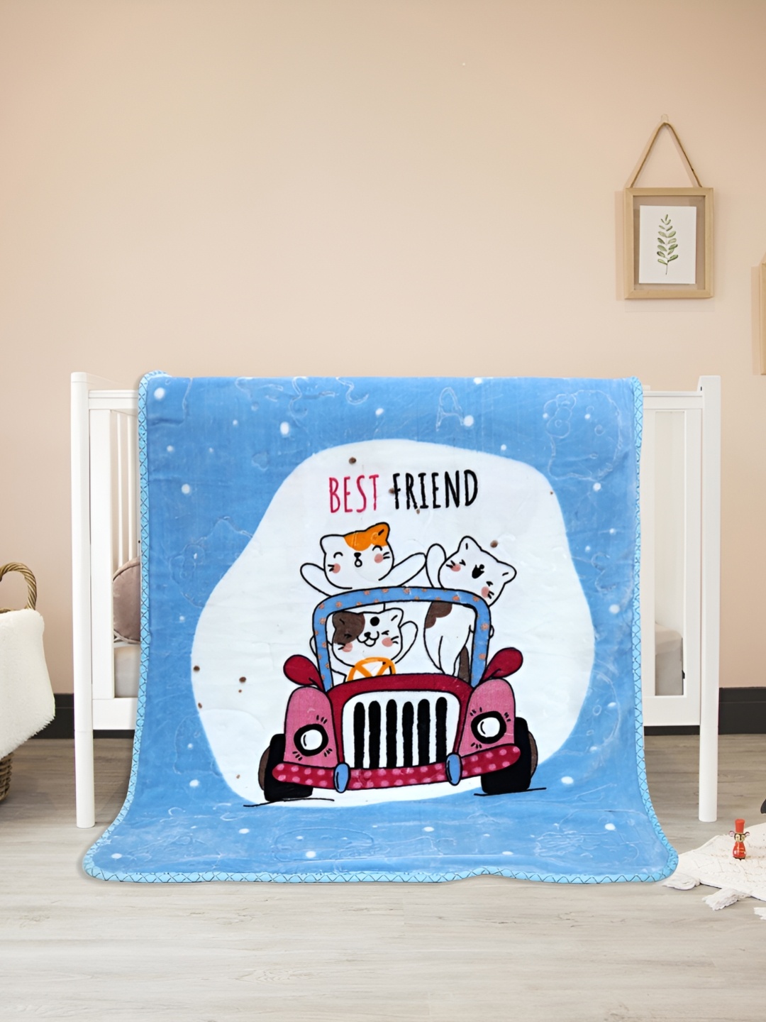 

WINSTON HOME Blue & White Printed Microfiber Mild Winter 600 GSM Single Bed Blanket