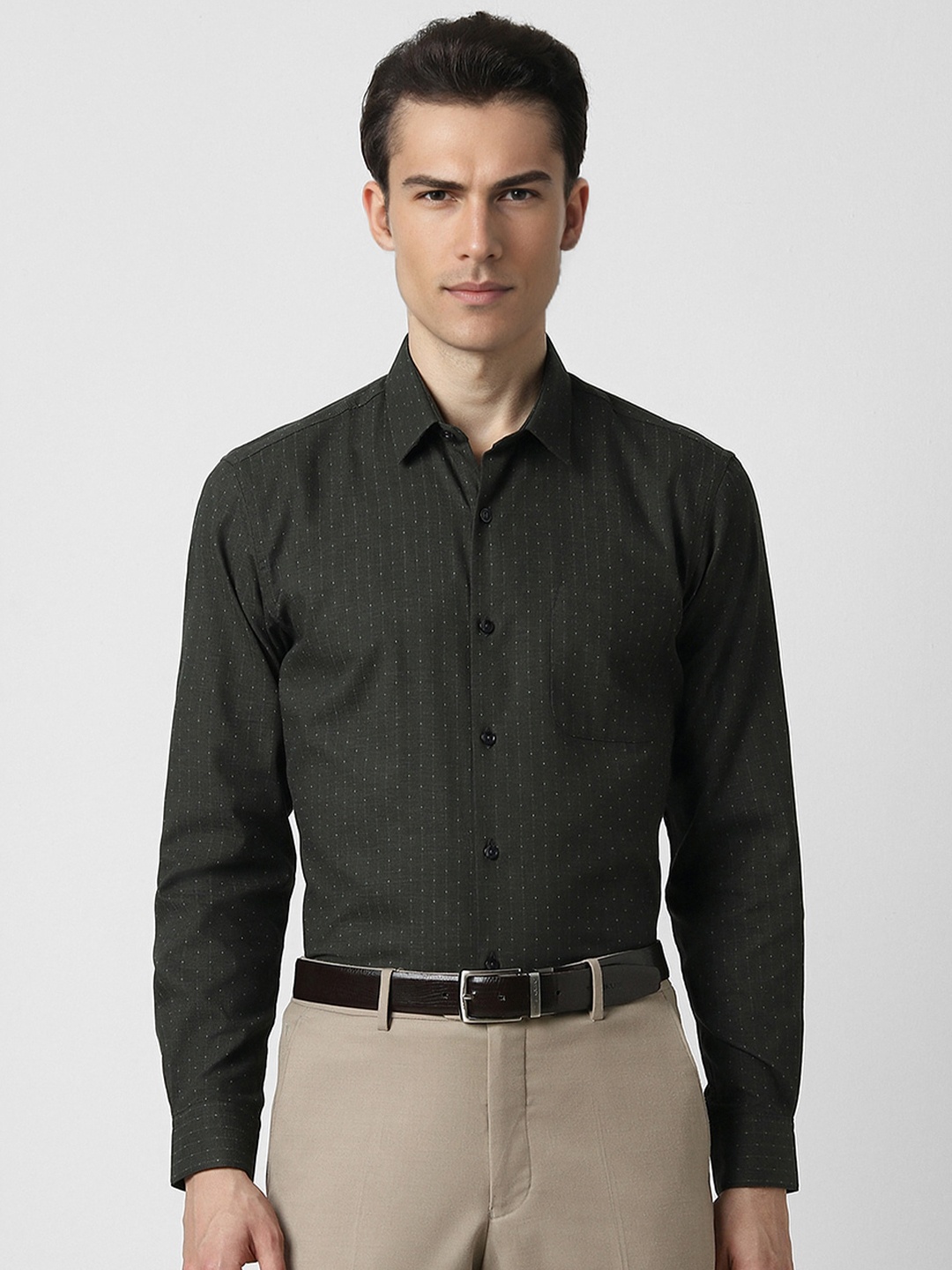 

Peter England Micro Ditsy Printed Formal Shirt, Green