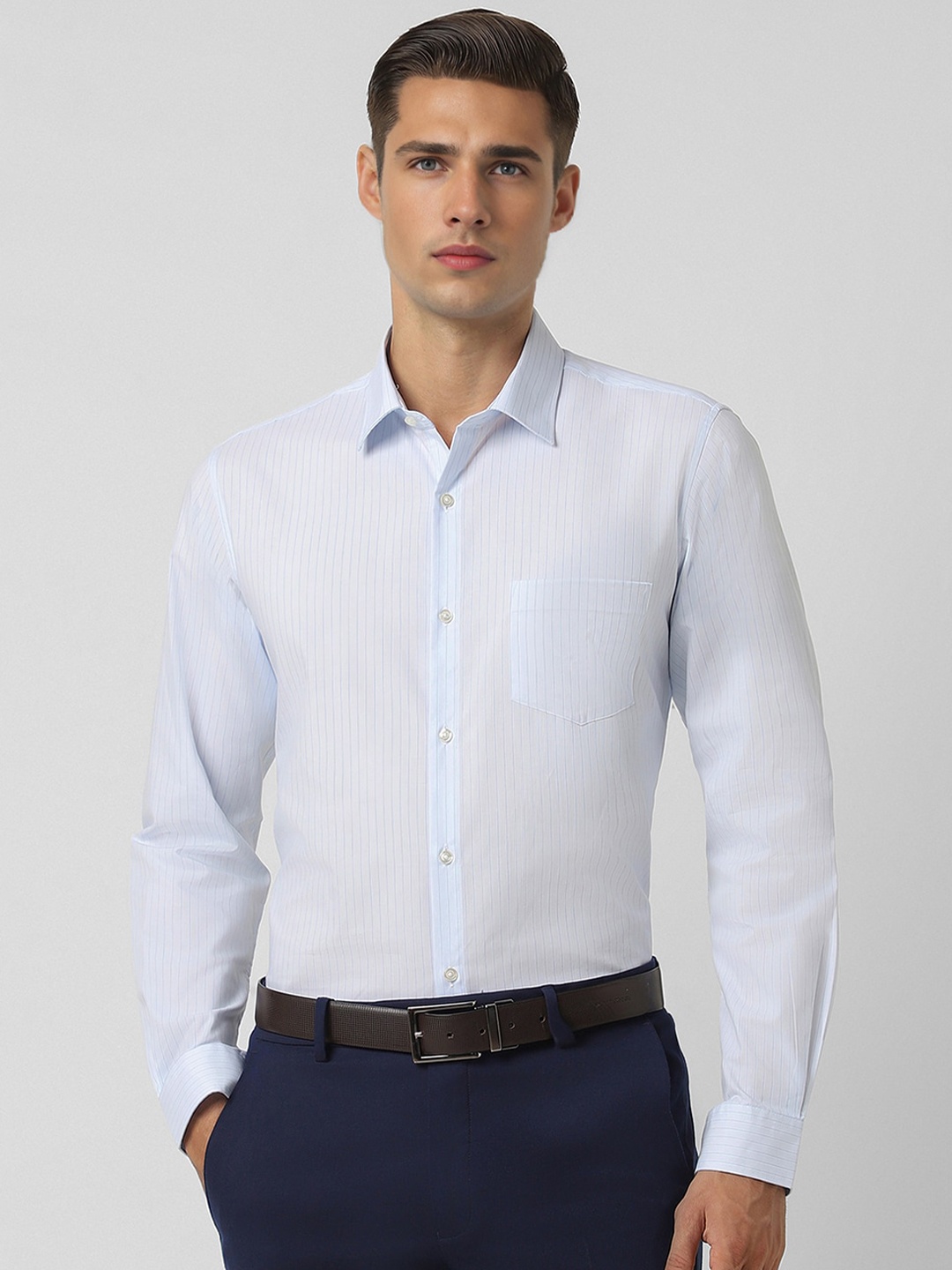 

Peter England Slim Fit Vertical Striped Formal Shirt, Blue