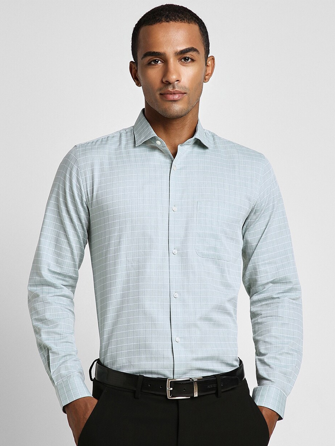 

Peter England Slim Fit Tartan Checked Formal Shirt, Green