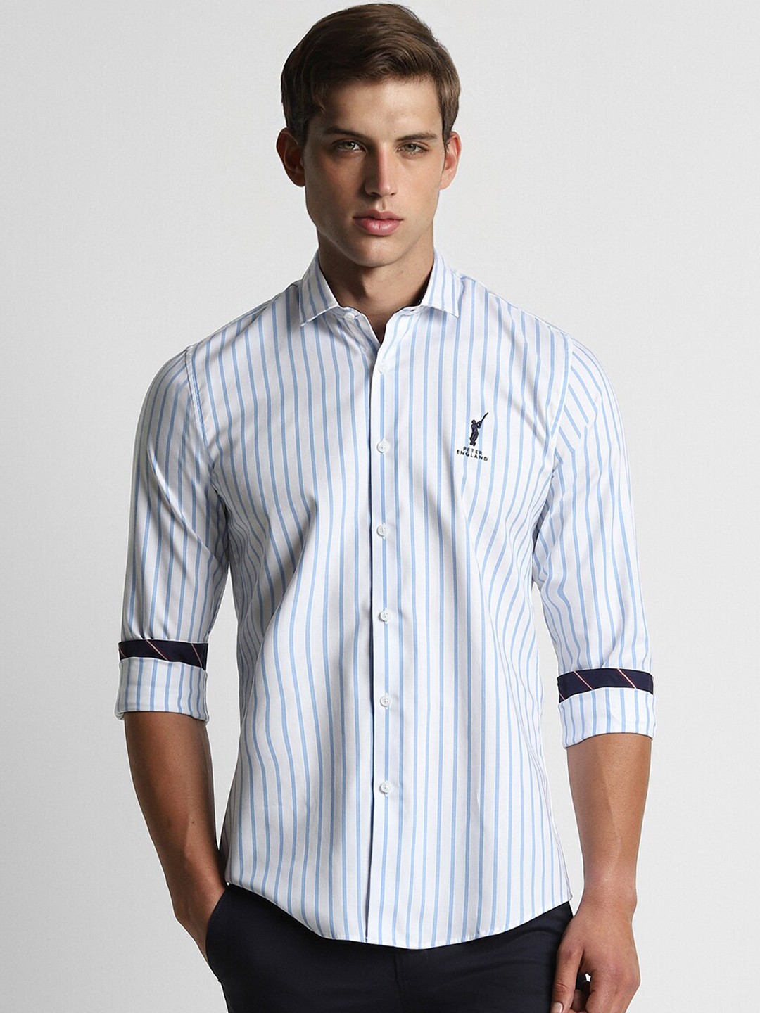 

Peter England Casuals Striped Slim Fit Pure Cotton Casual Shirt, White