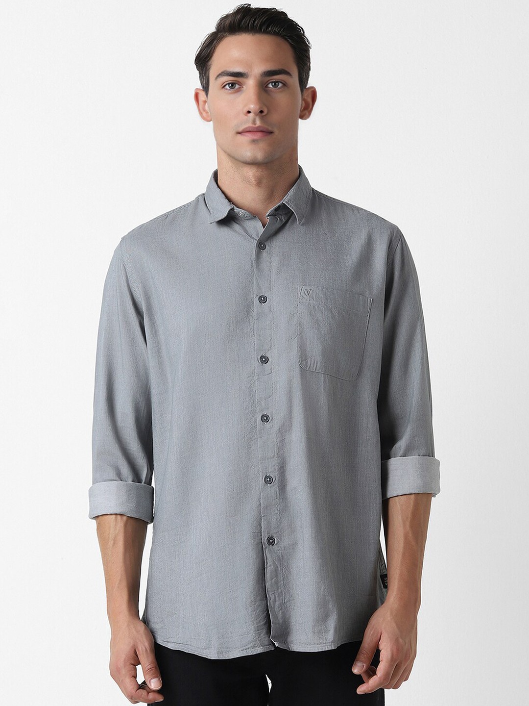 

VAN HEUSEN DENIM LABS Men Slim Fit Opaque Casual Shirt, Grey