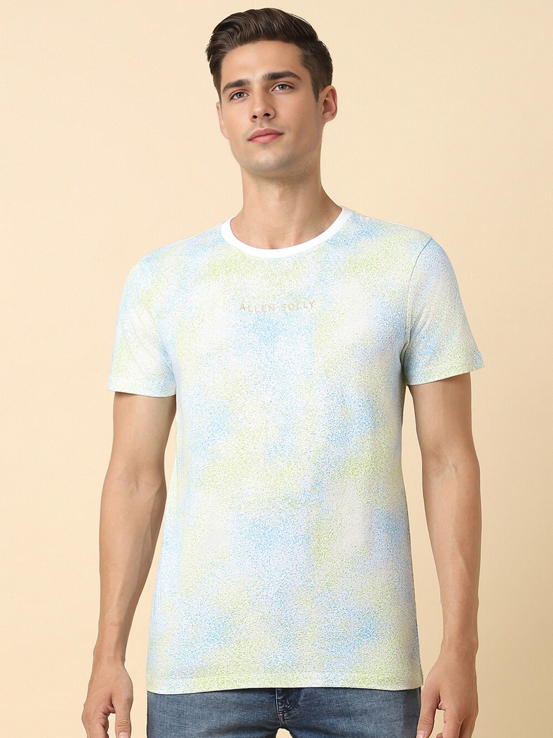 

Allen Solly Abstract Printed Cotton Slim Fit T-shirt, White