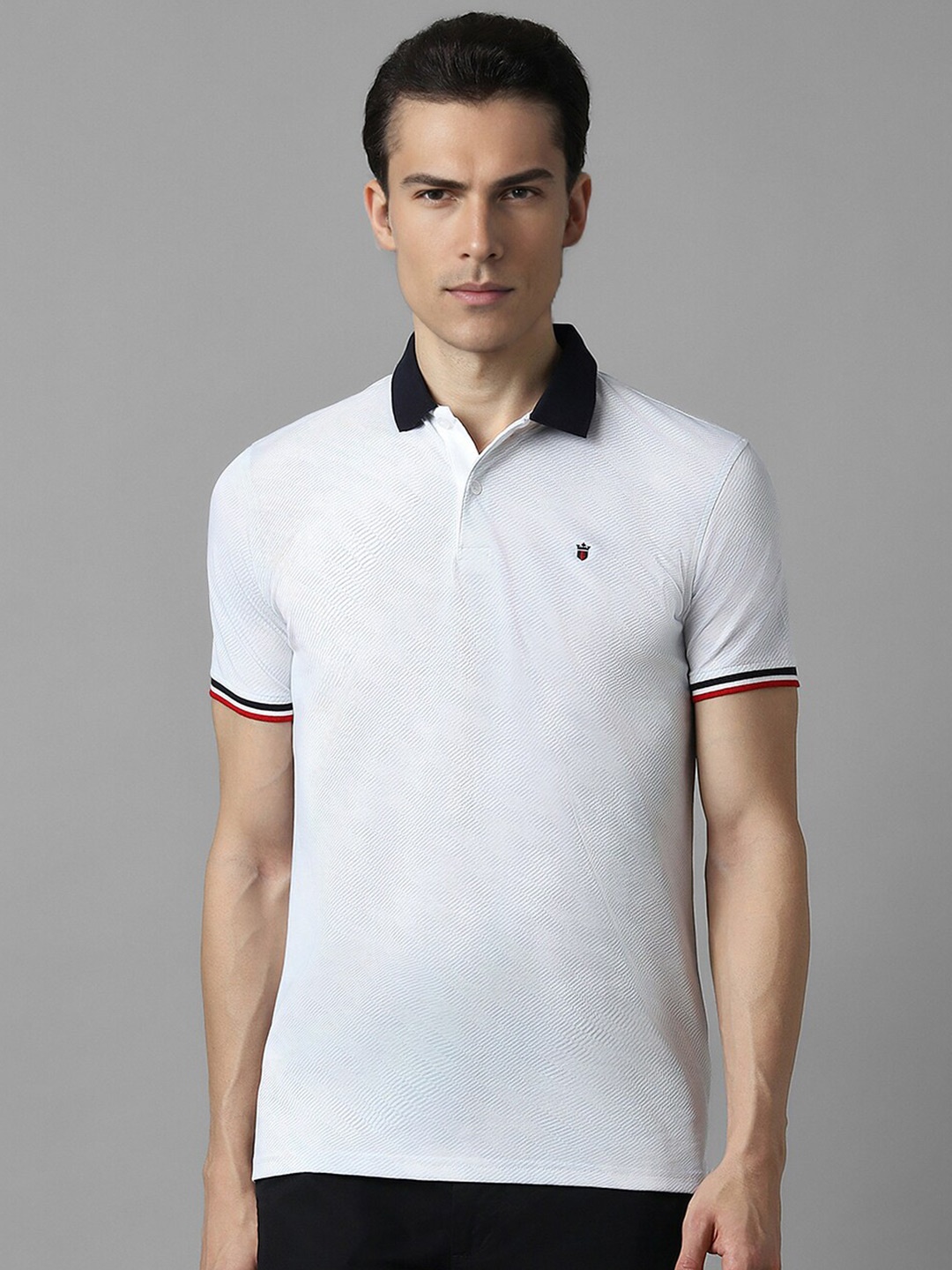 

Louis Philippe Sport Polo Collar Short Sleeves Slim Fit cotton T-shirt, White