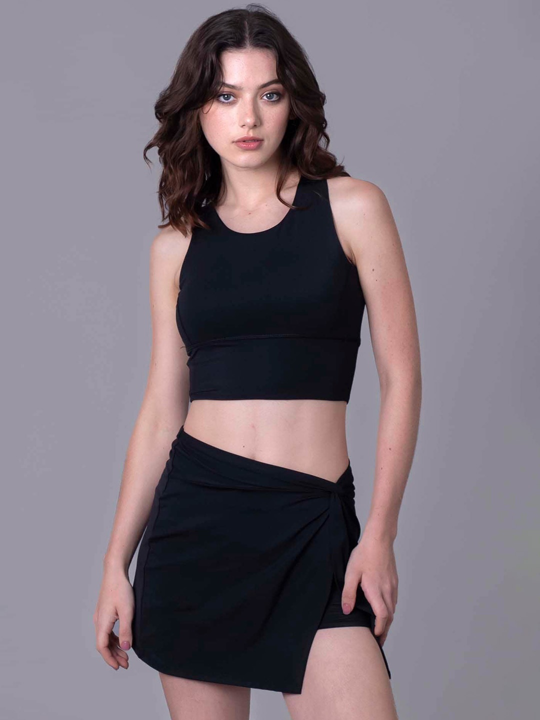 

Keepfit 3 Piece Sleeveless Swim Set Top And Swimskirt With Boy Short, Black