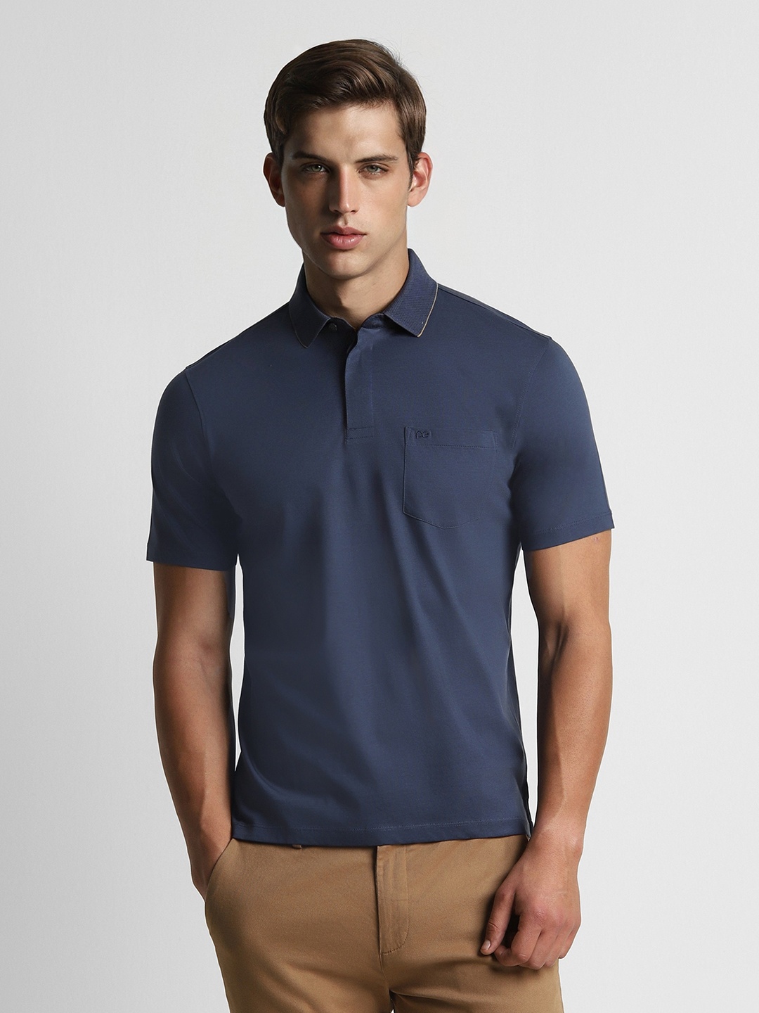 

Peter England Elite Polo Collar Pure Cotton T-shirt, Navy blue