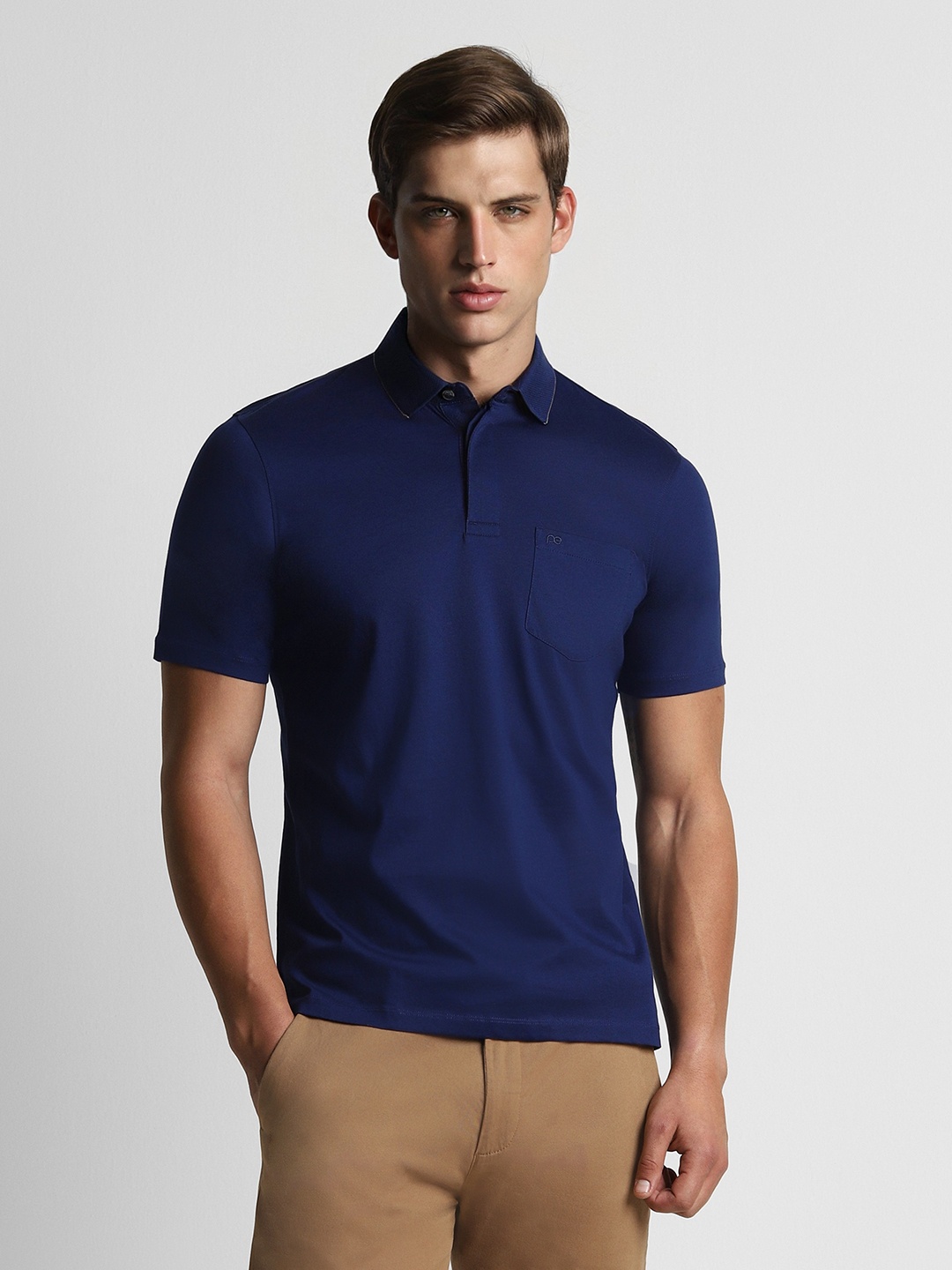 

Peter England Elite Polo Collar Pure Cotton T-shirt, Navy blue