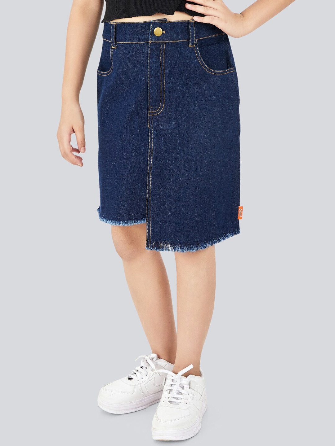 

Olele Girls Denim Straight Skirt, Blue