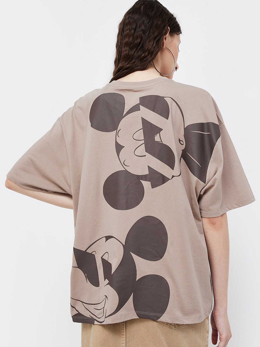 

Ginger by Lifestyle Round Neck Mickey Mouse Back Printed T-Shirt, Black
