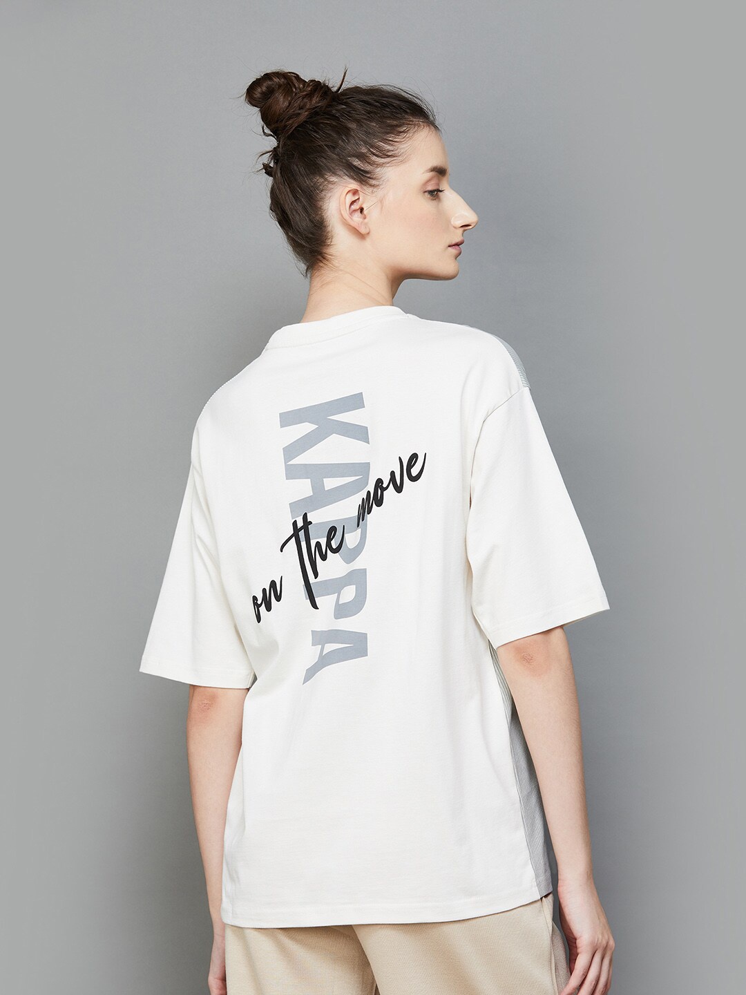 

Kappa Typography Printed Drop-Shoulder Sleeves Cotton T-shirt, Green