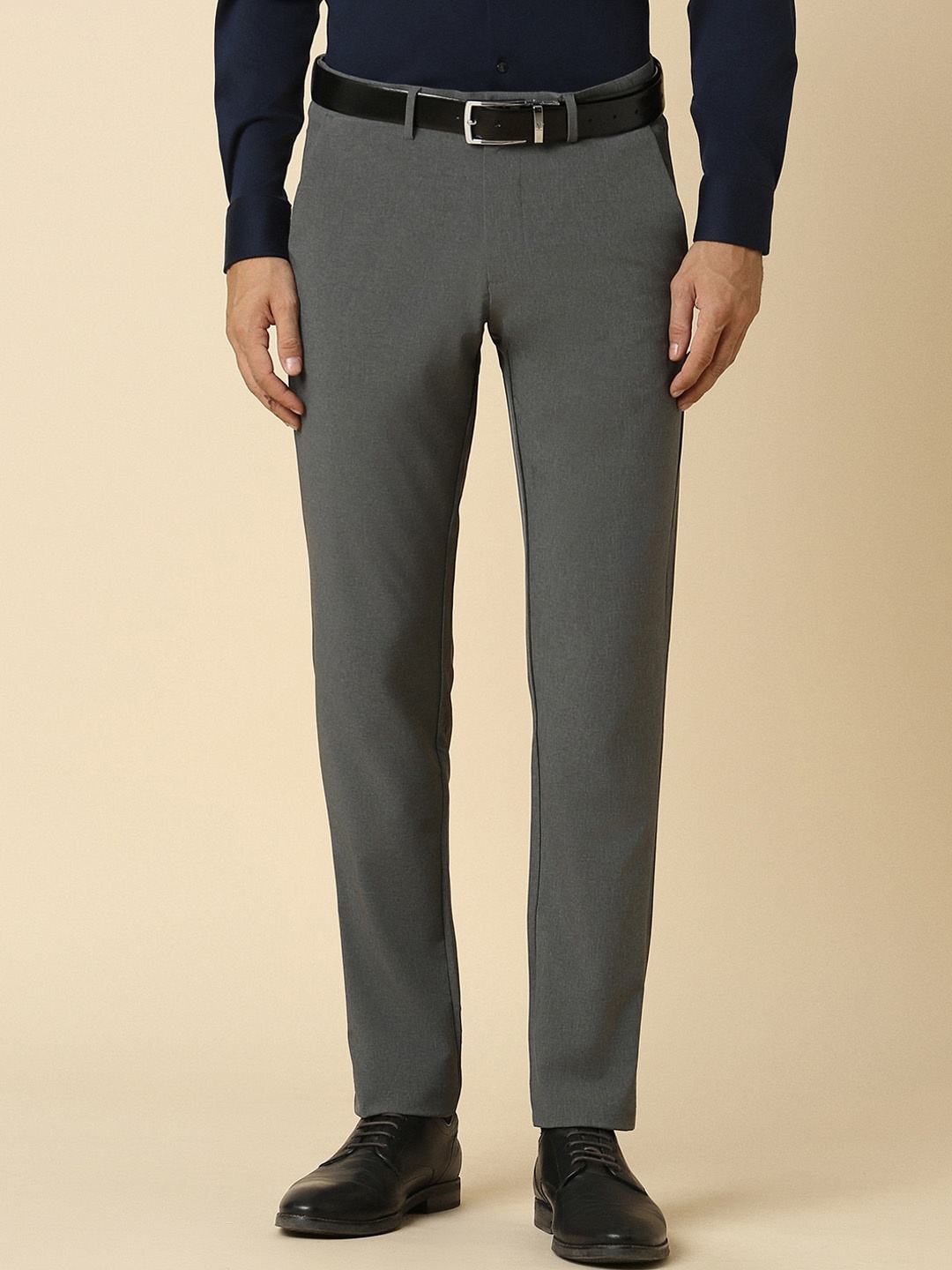 

Allen Solly Men Mid-Rise Flat-Front Slim Fit Formal Trouser, Grey