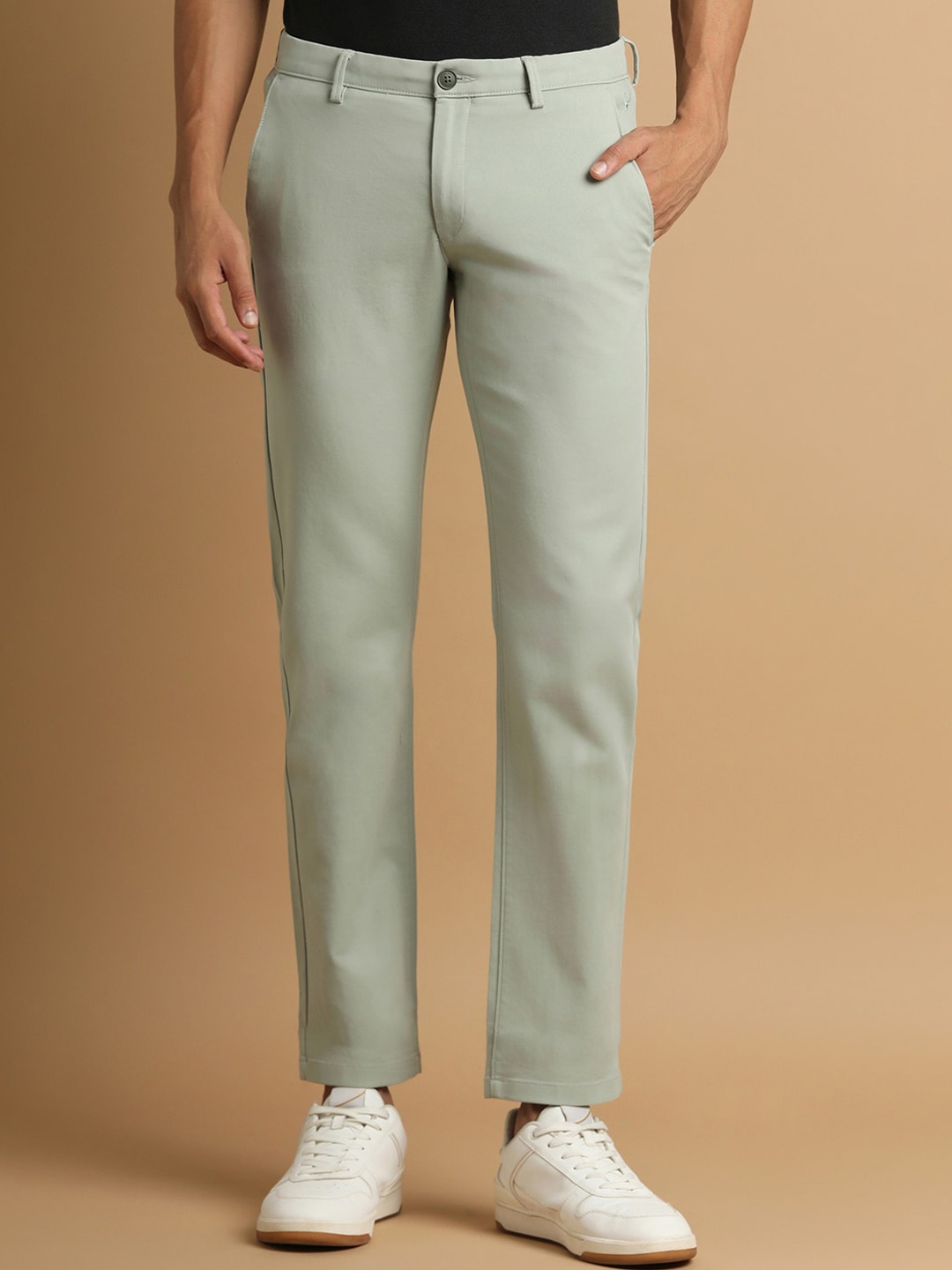 

Allen Solly Men Slim Fit Low-Rise Trousers, Green