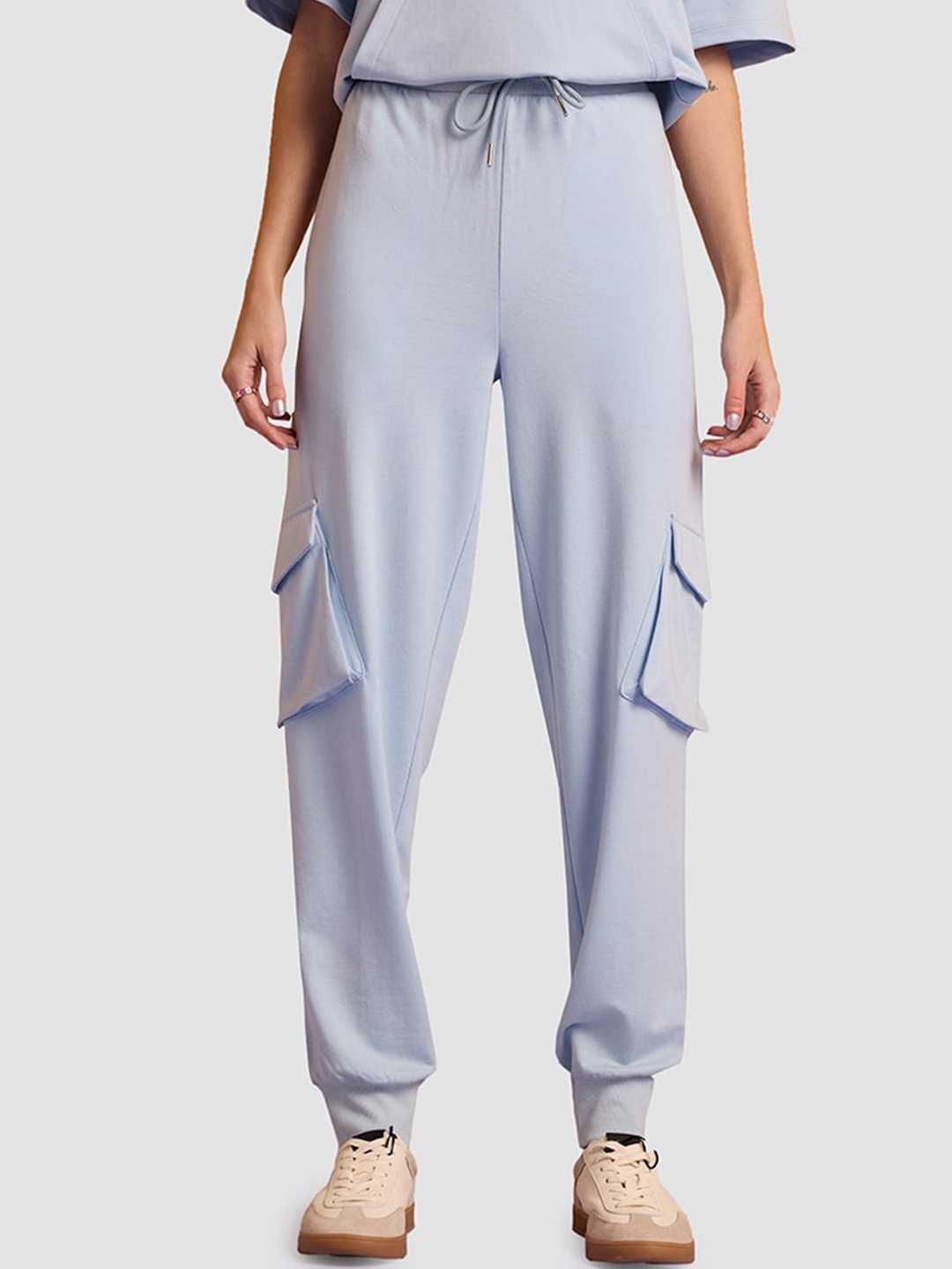 

Muvazo Women Relaxed-Fit Mid Rise Joggers, Blue