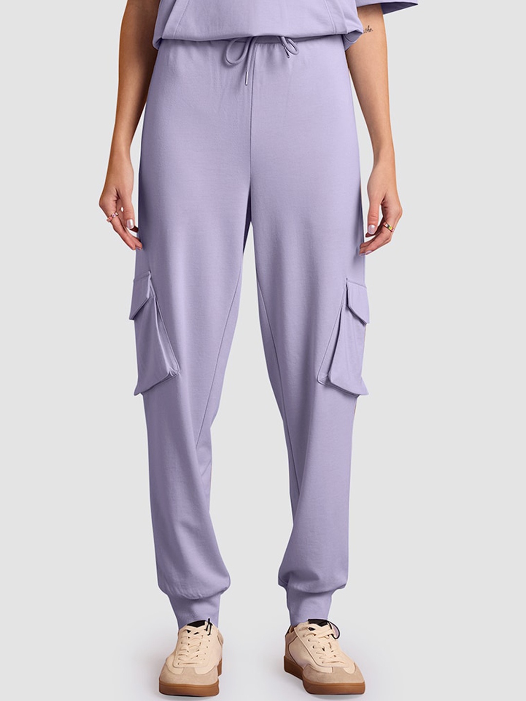 

Muvazo Women Relaxed-Fit Mid Rise Joggers, Lavender