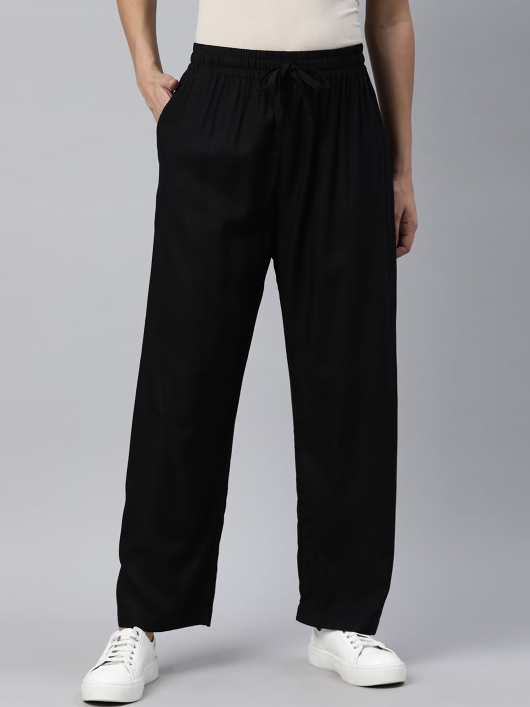 

TWIN BIRDS Relaxed Fit Palazzo, Black