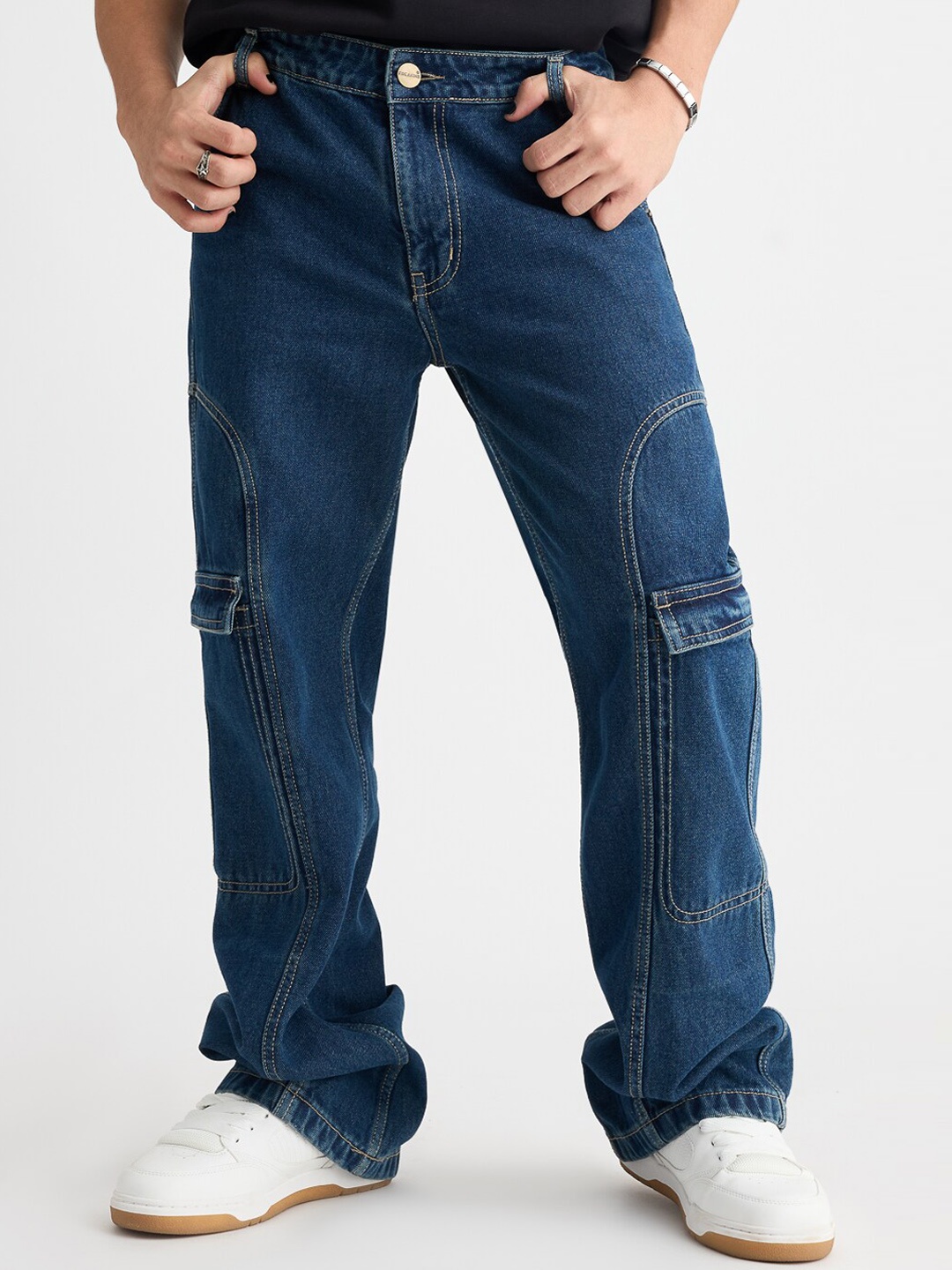 

FREAKINS Men Relaxed Fit High-Rise Jeans, Blue