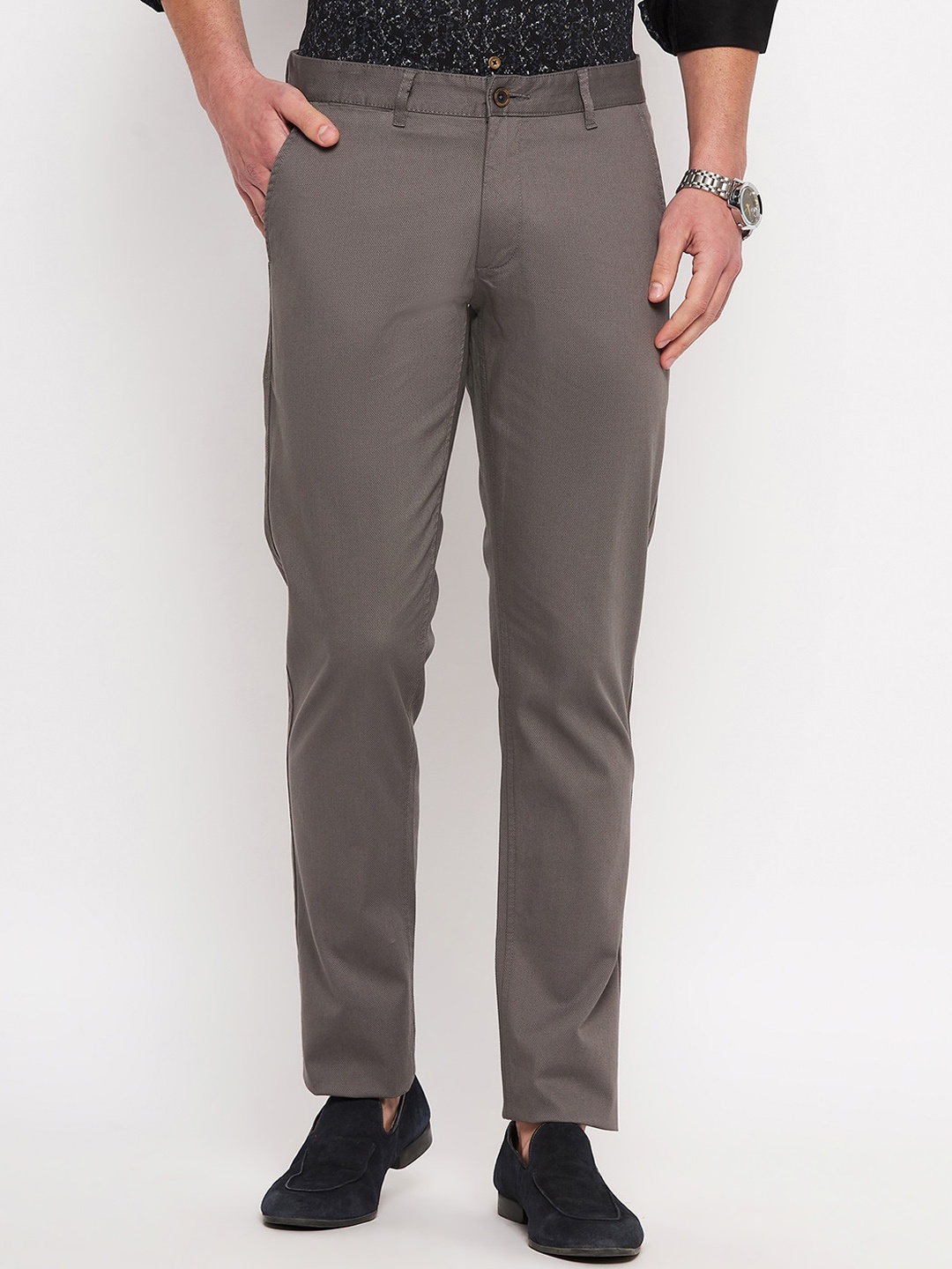 

Duke Men Slim Fit Mid-Rise Chinos Trouser, Grey