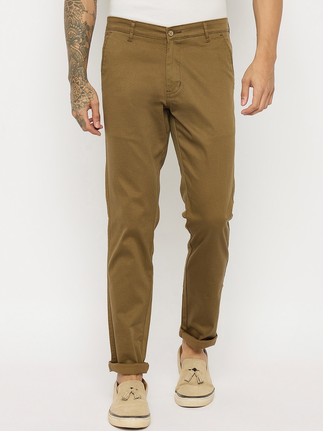 

Duke Men Slim Fit Chinos Trouser, Brown