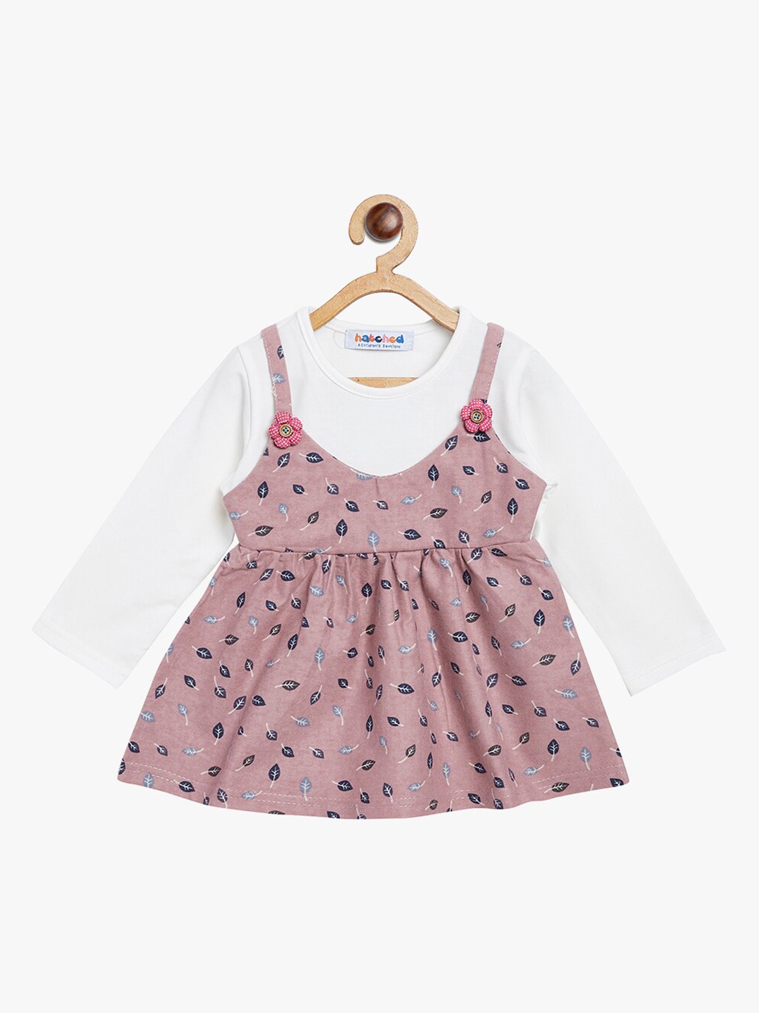

BAESD Round Neck Print Fit & Flare Cotton Dress, Pink
