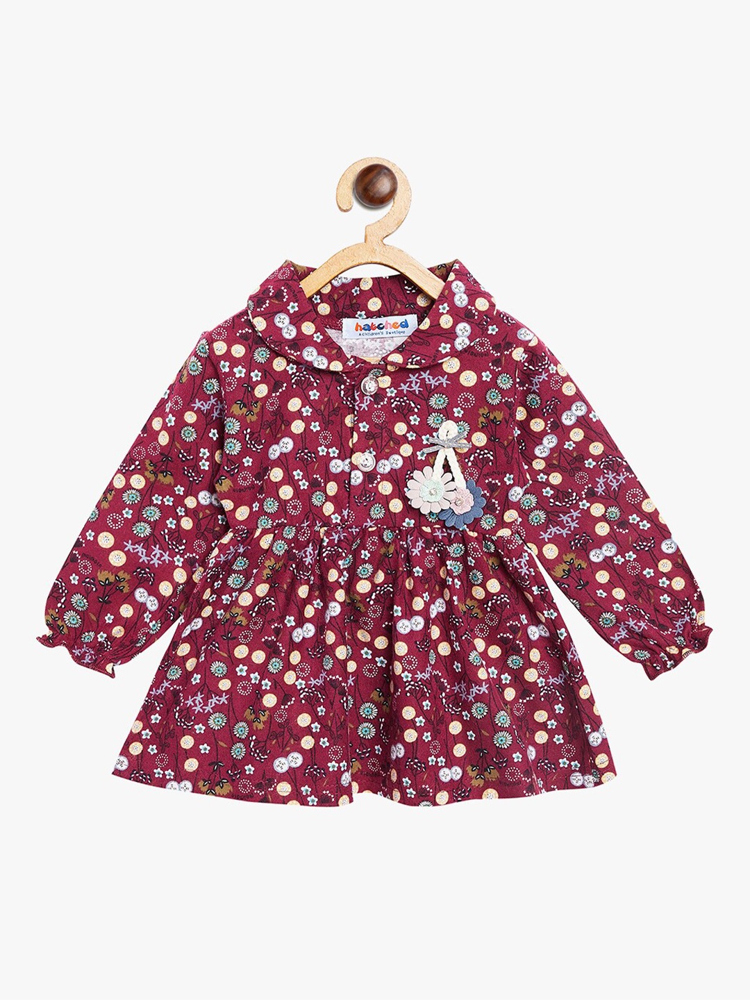 

BAESD Girls Floral Print Fit & Flare Dress, Maroon