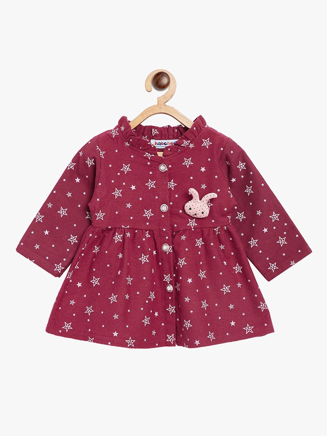 

BAESD Infants Girls Star Printed Pleated Fit & Flare Dress, Maroon