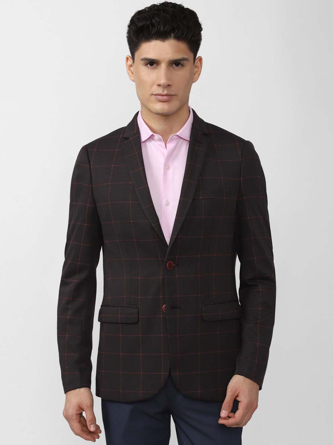

Peter England Elite Checked Slim-Fit Formal Blazer, Black