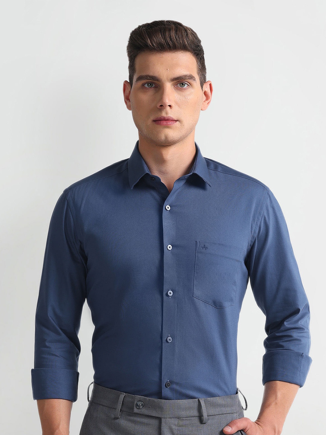 

Arrow Slim Fit Dobby Formal Pure Cotton Shirt, Blue