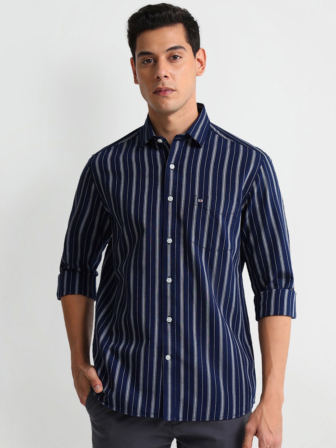 

Arrow Sport Slim Fit Vertical Striped Cotton Casual Shirt, Blue