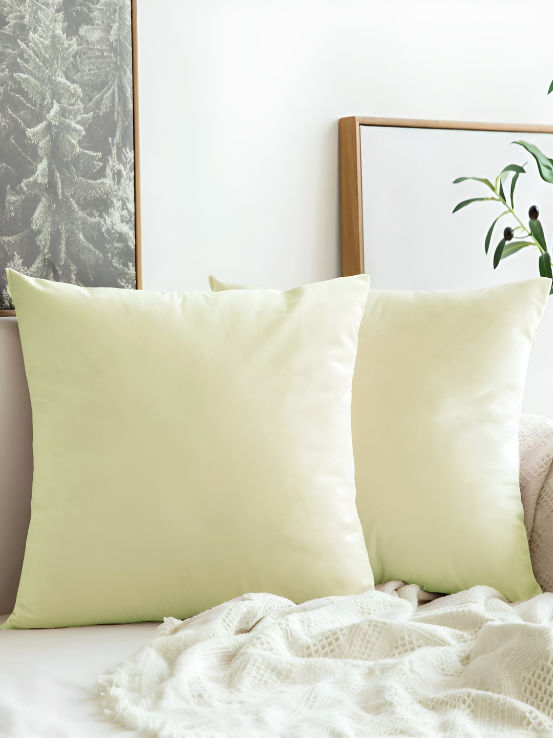 

Aurave Cream-Coloured 2 Pieces Microfibre Square Cushion Covers