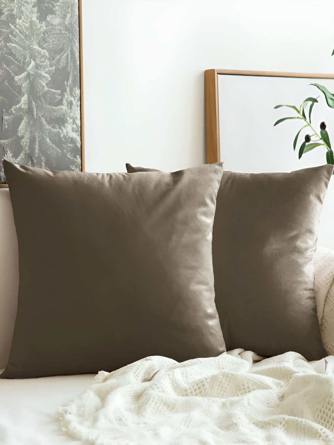 

Aurave Brown 2 Pieces Microfibre Square Cushion Covers
