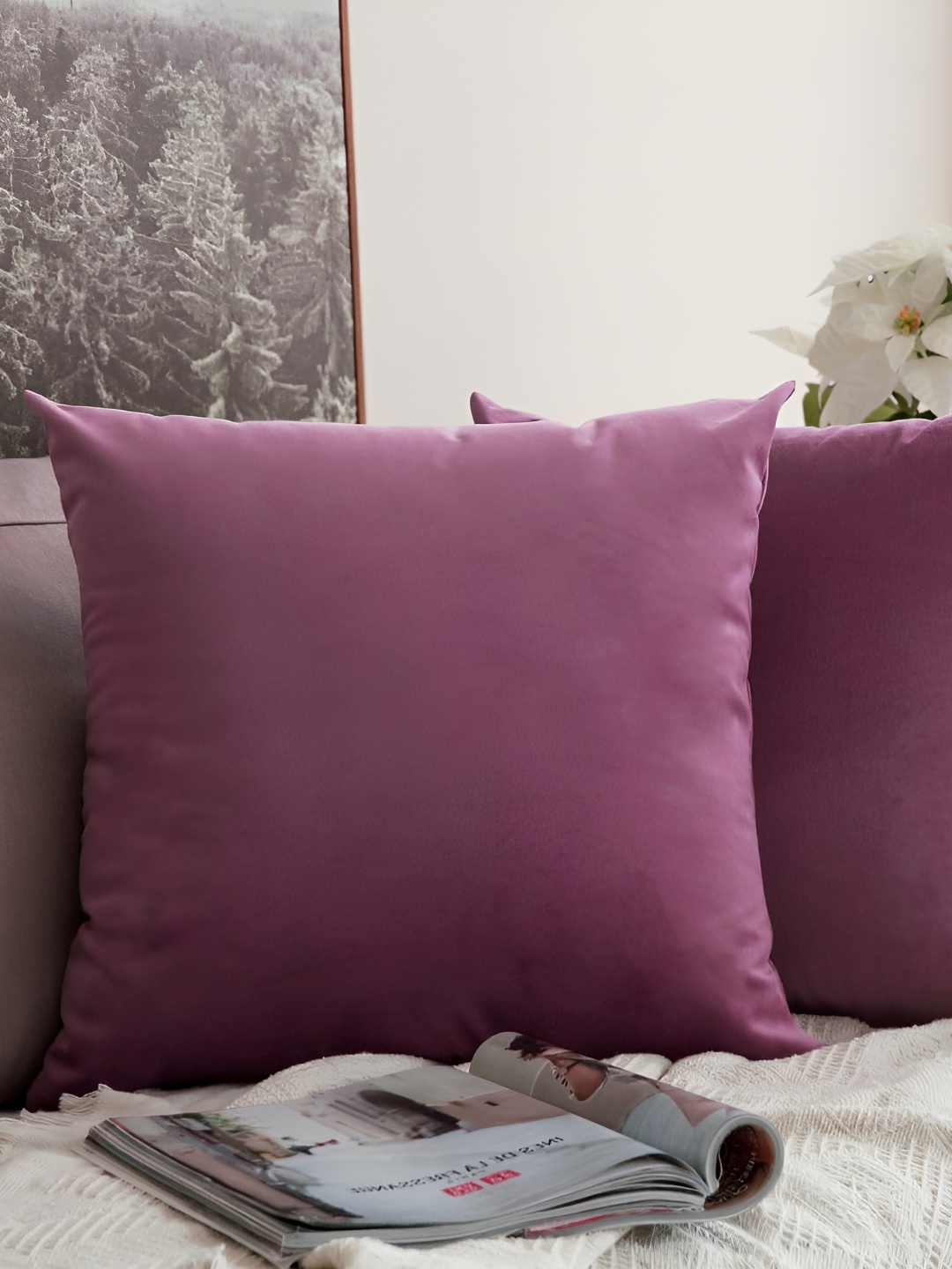 

Aurave Purple 2 Pieces Square Cushion Covers