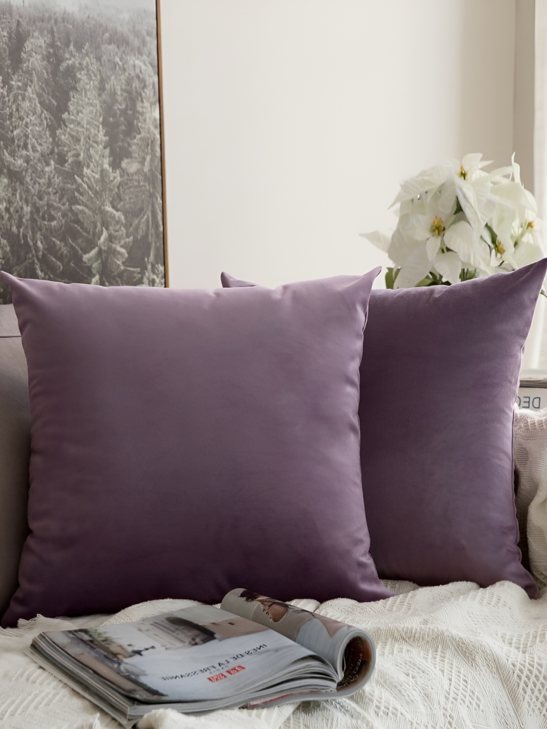 

Aurave Burgundy Set of 2 Square Cushion Covers