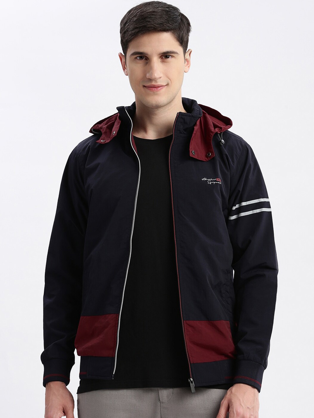 

SHOWOFF Hooded Windcheater Rapid-Dry Bomber Jacket, Navy blue