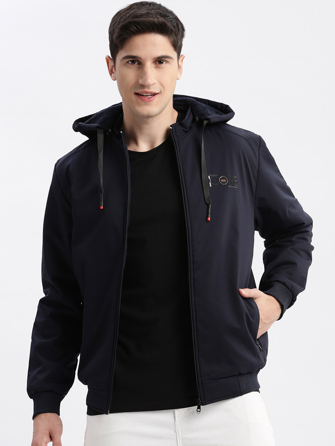 

SHOWOFF Rapid-Dry Windcheater Bomber Jacket With Detachable Hoodie, Navy blue
