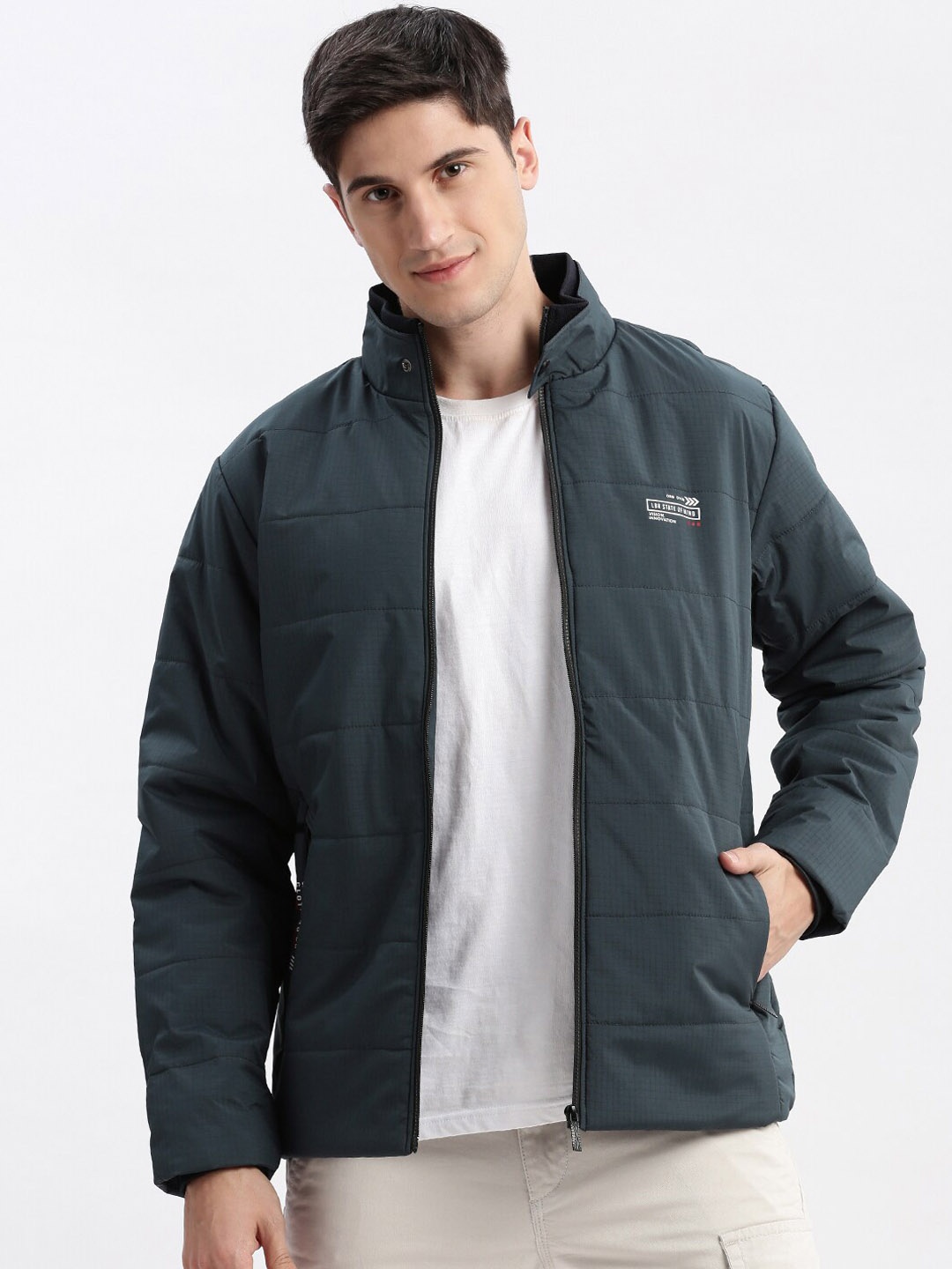

SHOWOFF Windcheater Rapid-Dry Mock Collar Bomber Jacket, Navy blue