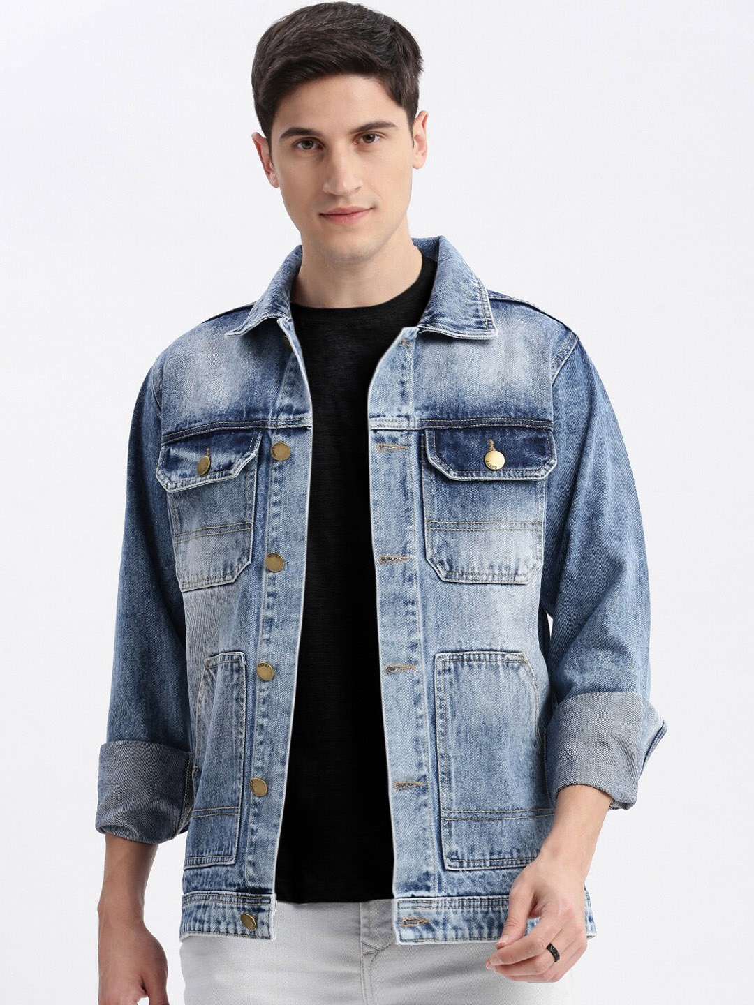 

SHOWOFF Washed Windcheater Rapid Dry Denim Jacket, Blue