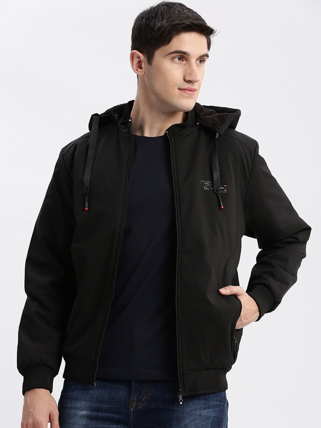 

SHOWOFF Hooded Windcheater Rapid-Dry Taslon Bomber Jacket, Black