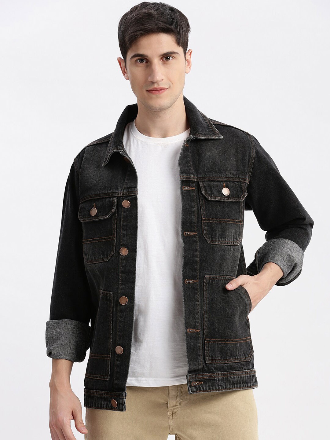 

SHOWOFF Washed Rapid-Dry Windcheater Denim Jacket, Black