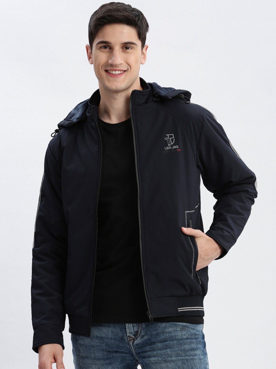 

SHOWOFF Rapid-Dry Windcheater Hooded Bomber Jacket, Navy blue