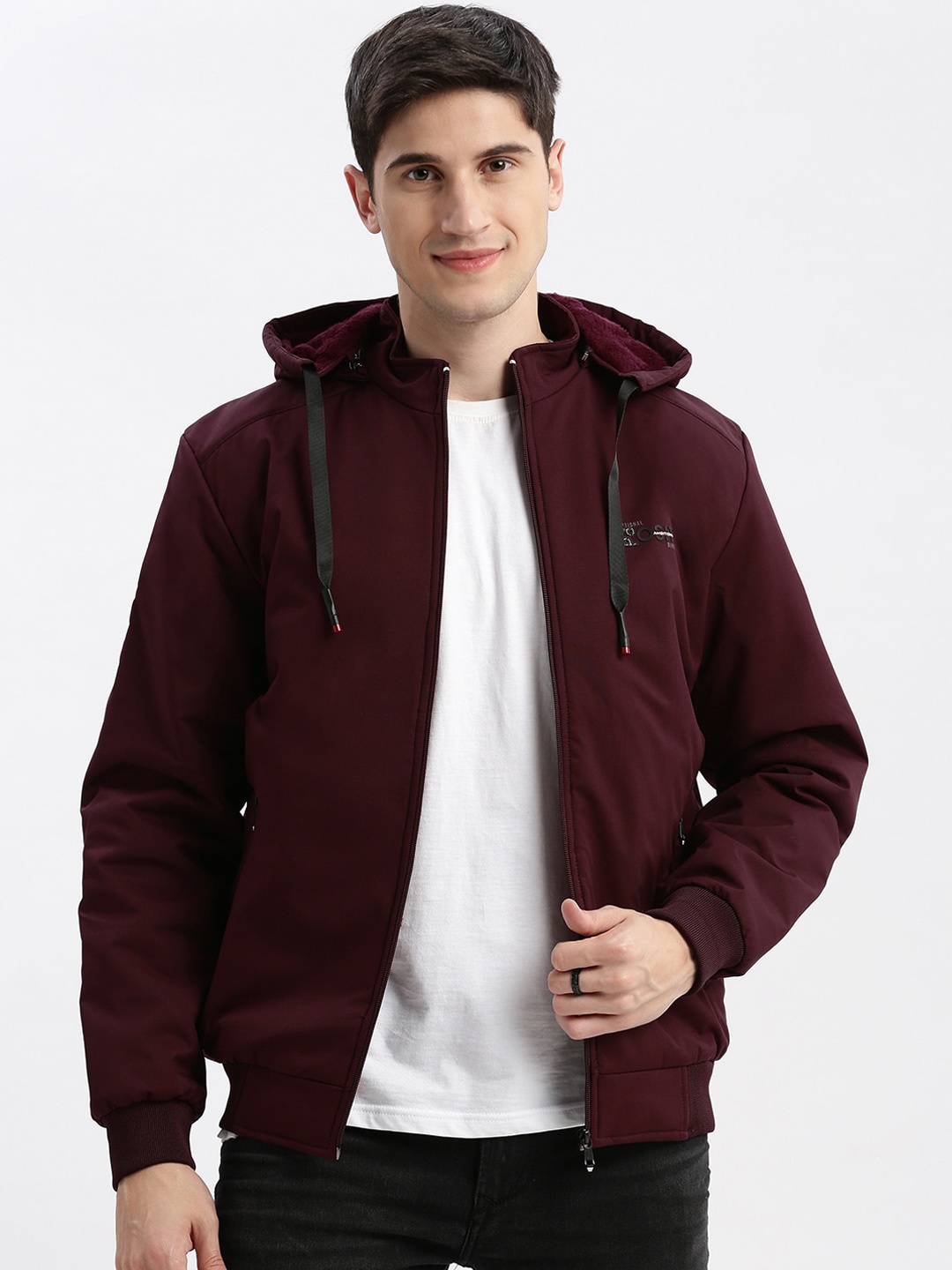 

SHOWOFF Rapid-Dry Windcheater Hooded Bomber Jacket, Maroon